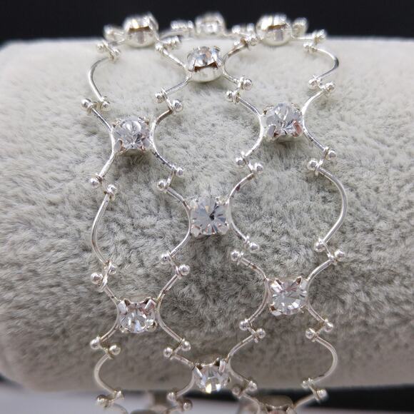 Vintage Carolee Rhinestone Rhinestone Bracelet, Wedding Lace Style, 1990s - Picture 2 of 8